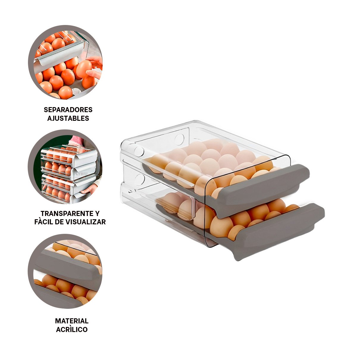 ORGANIZADOR PARA REFRIGERADOR COLOR PLOMO CON FORMATO VERTICAL DOBLE ACRILICO Y+REGALO STICKER - 1