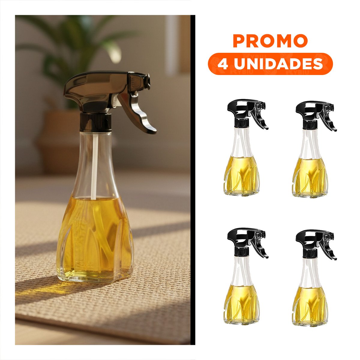 PACK4 BOTELLA PARA ACEITE SPRAY 240ML NEGRO COMODA Y FUNCIONAL PREPARAR MEZCLAS - 1