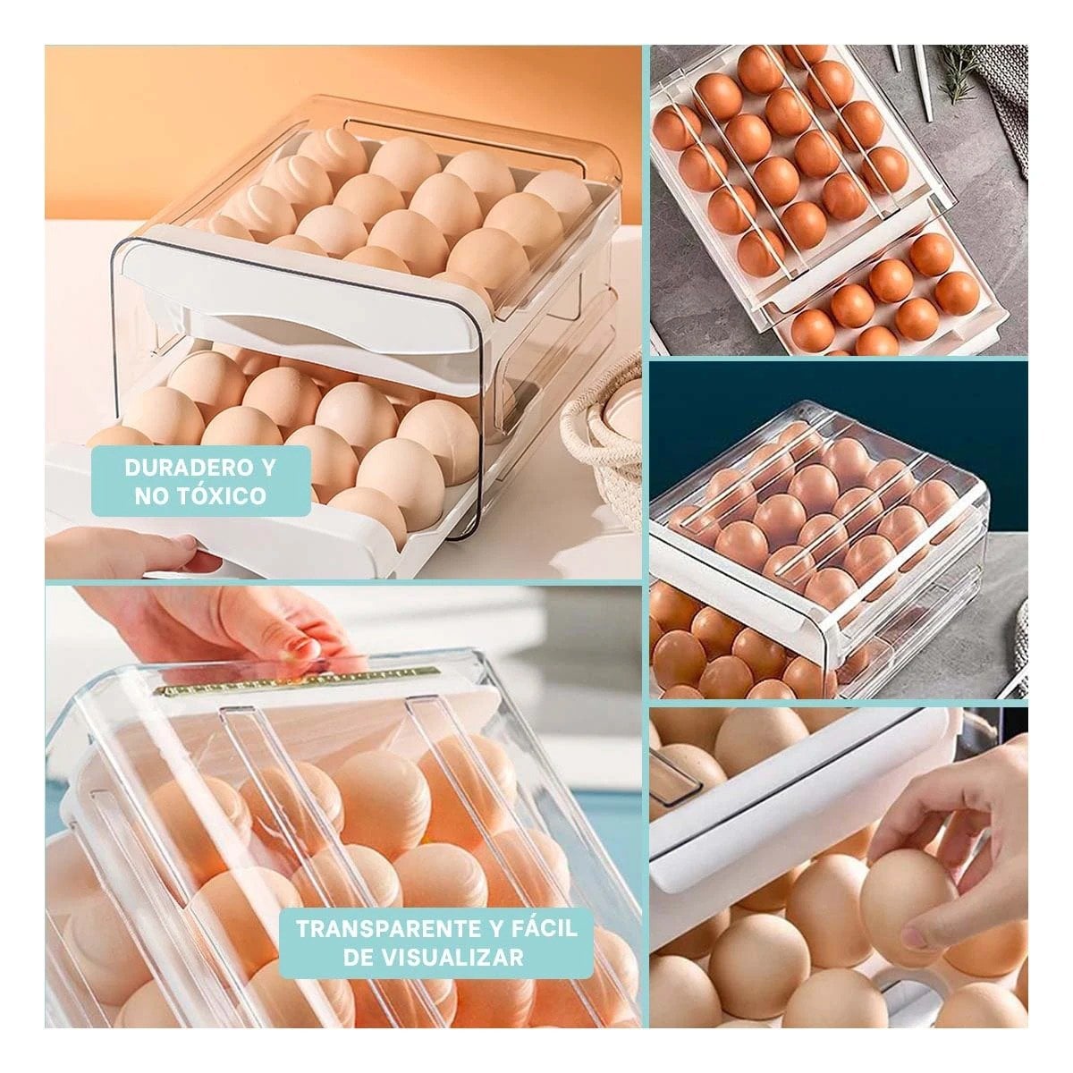 ORGANIZADOR COMPACTO PARA HUEVOS EN COLOR BLANCO FABRICADO EN DOBLE ACRILICO Y+POST IT - 2