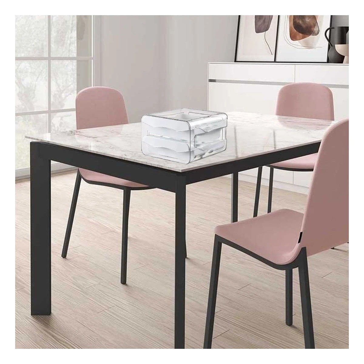 ORGANIZADOR COMPACTO PARA HUEVOS EN COLOR BLANCO FABRICADO EN DOBLE ACRILICO Y+POST IT - 4