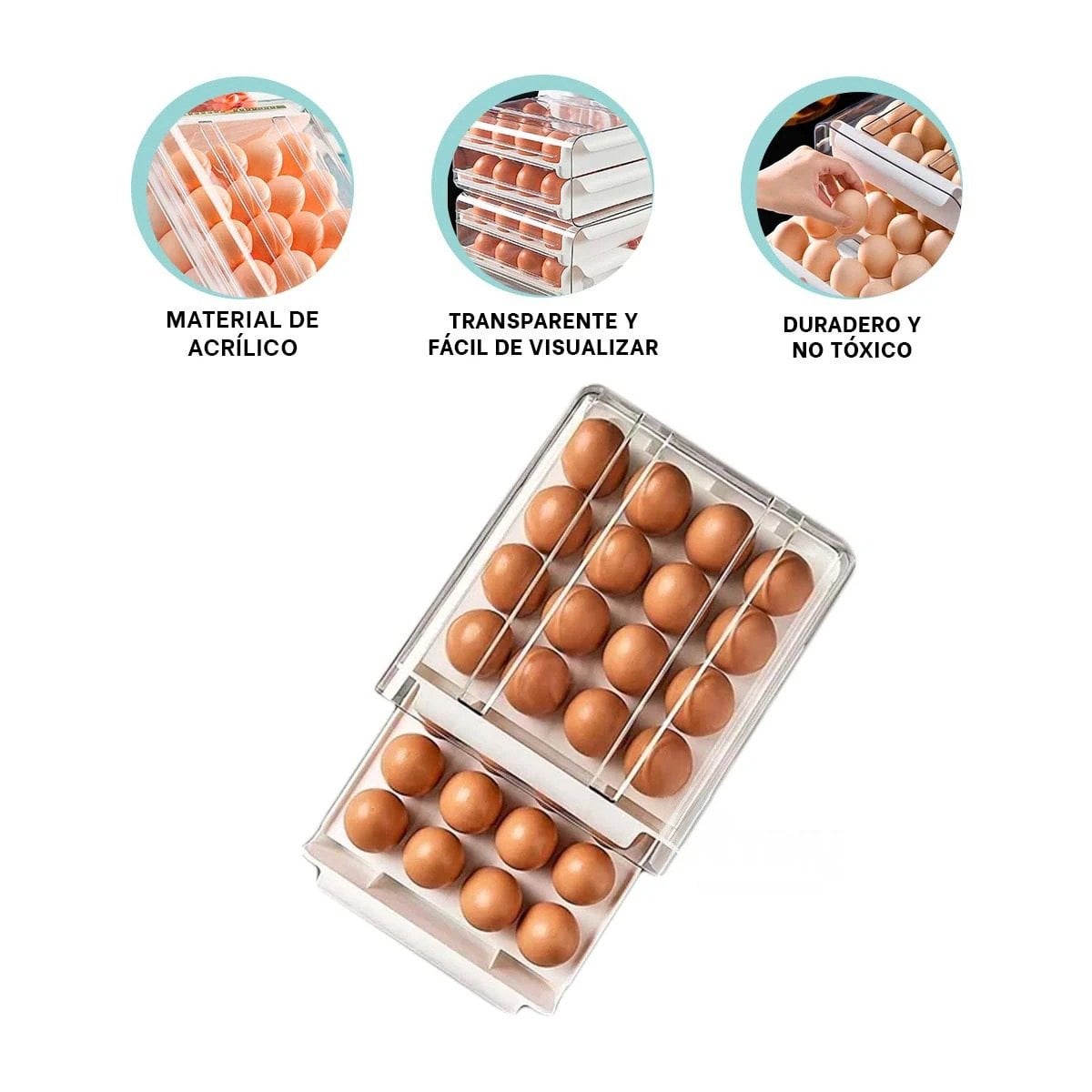 ORGANIZADOR COMPACTO PARA HUEVOS EN COLOR BLANCO FABRICADO EN DOBLE ACRILICO Y+POST IT - 5