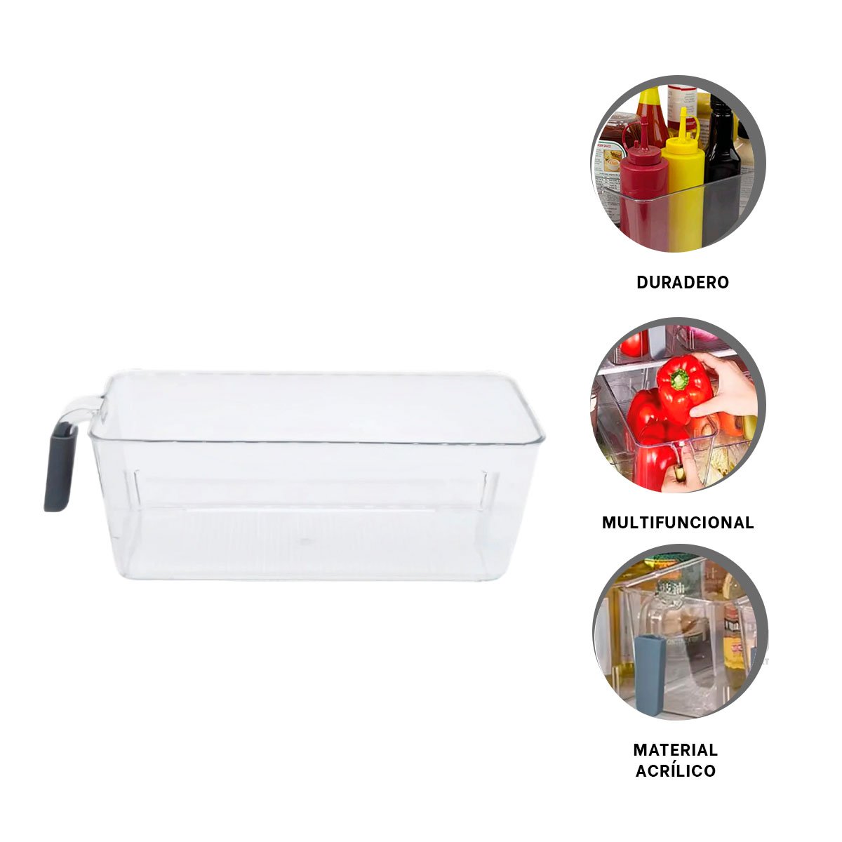 ORGANIZADOR RECTANGULAR CON ASA PARA REFRIGERADOR EN ACRILICO ASA PLOMO Y+PAPEL REGALO - 5