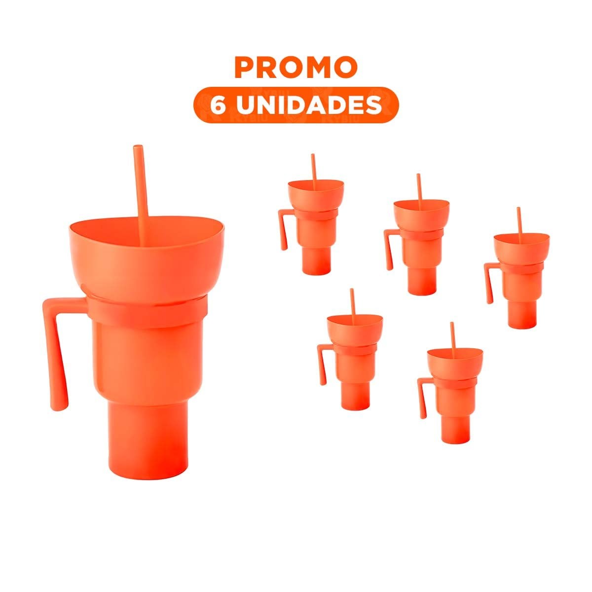 PACK6 RECIPIENTE 2 EN 1 EN COLOR ANARANJADO CON BASE DE ABS PARA USO CONTINUO Y+REGALO STICKER - 1