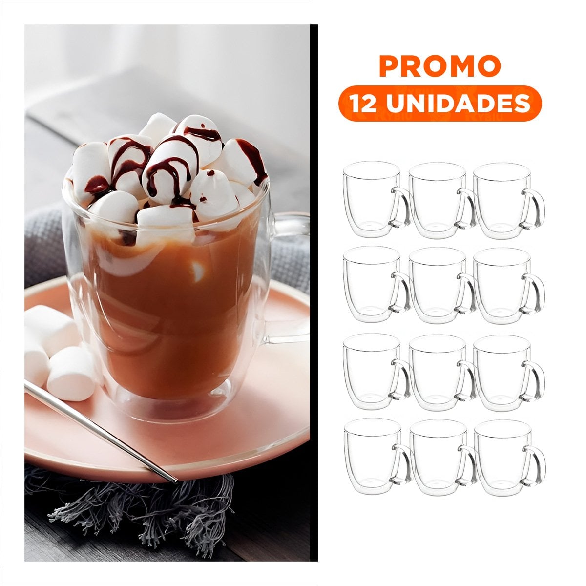 PACK12 VASO PRESENTACION CLARA DE 250ML VIDRIO DE DIMENSIONES 8X8X11CM - 1