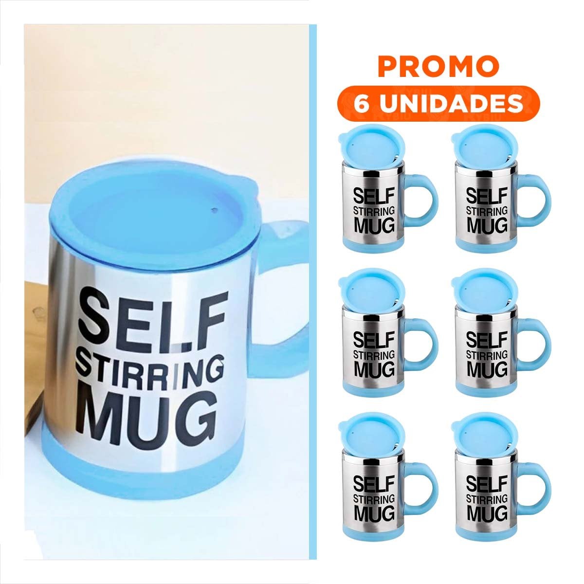 PACK6 TAZA PARA BATIDOS 400 ML CON 2 PILAS AAA CELESTE Y+REGALO STICKER - 1