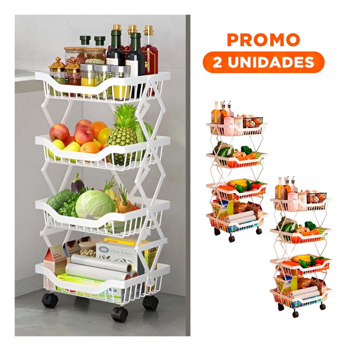 PACK2 ESTANTE COLOR BLANCO DE 4 PISOS FABRICADO EN ACERO CARBONADO Y+REGALO STICKER - 1