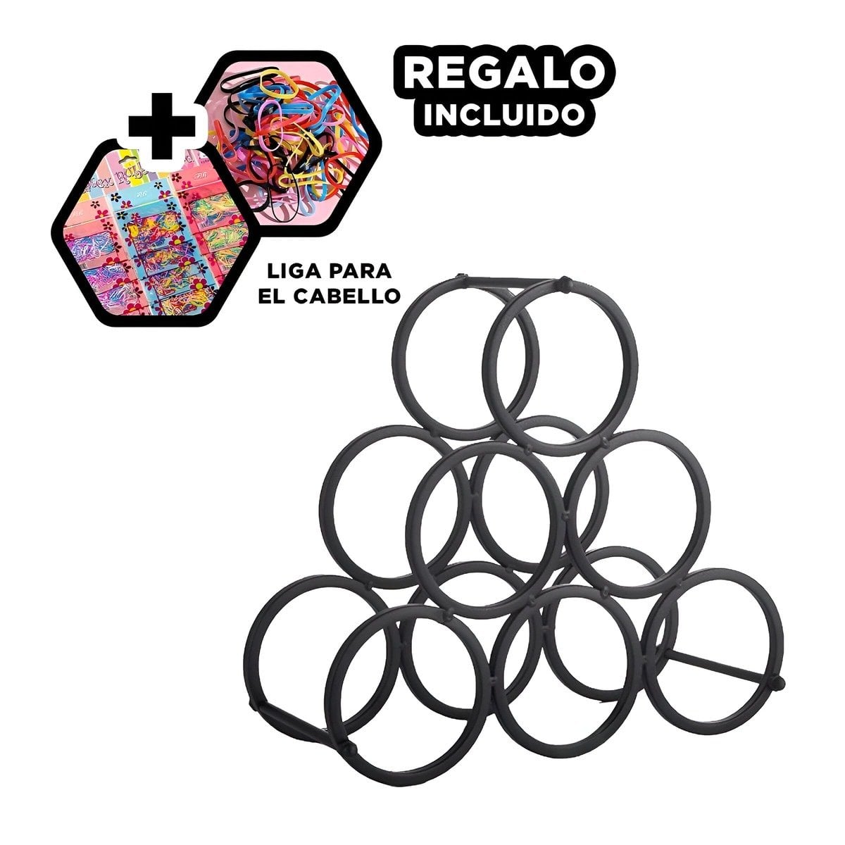 ESTANTE PARA HOGAR Y COCINA PARA 6 BOTELLAS Y TOMATODOS NEGRO Y+LIGAS REGALO - 2