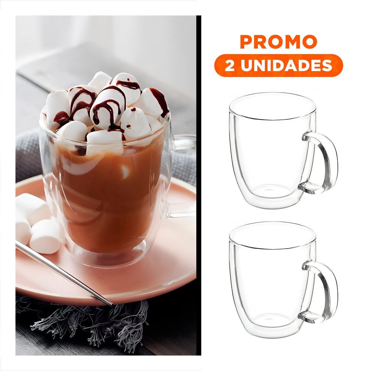 PACK2 COPA LINEA VERTICAL DE 250ML VIDRIO DE DIMENSIONES 8X8X11CM TRANSPARENTE Y+REGALO STICKER - 1