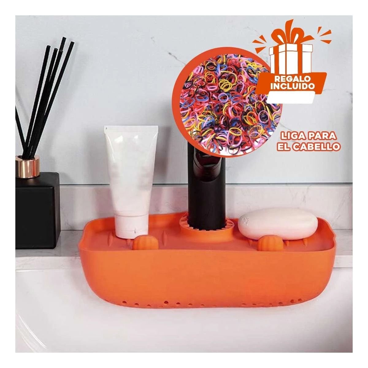 ESCURRIDOR DE COCINA EN SILICONA PARA LAVADERO COLOR ANARANJADO Y+LIGAS REGALO - 2