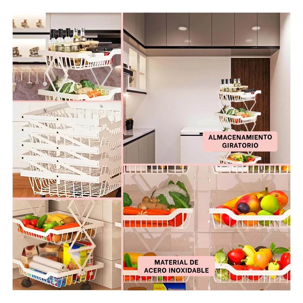 PACK2 REPISA EN ACERO INOXIDABLE DE 5 PISOS COLOR BLANCO PARA COCINA Y+PAPEL REGALO - 3