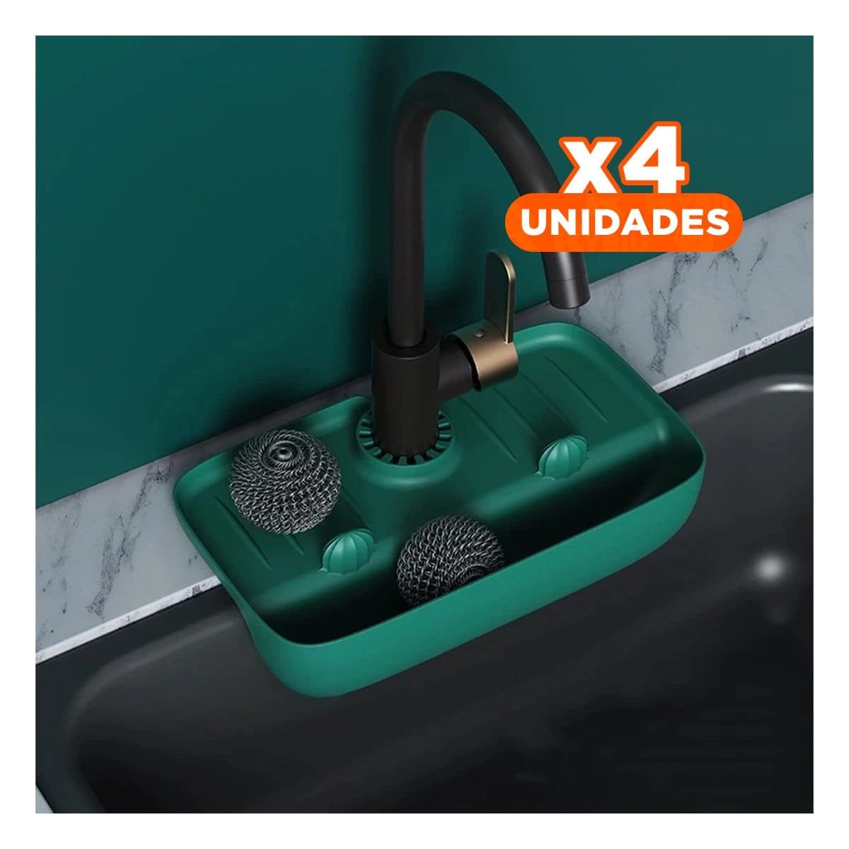 PACK4 PROTECCION PRACTICA EN LAVADERO CON ESCURRIDOR DE SILICONA VERDE Y+PAPEL REGALO - 1