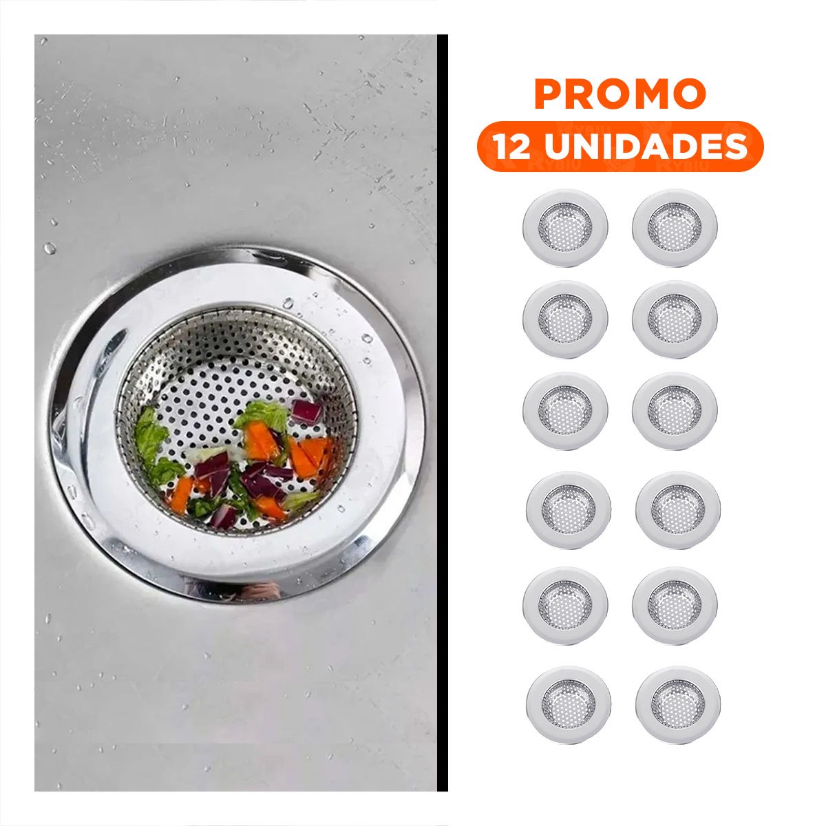 PACK12 COLADOR DE ACERO INOXIDABLE PARA TUBERIA 11,2CM EN COLOR PLATEADO DE FACIL INSTALACION - 1