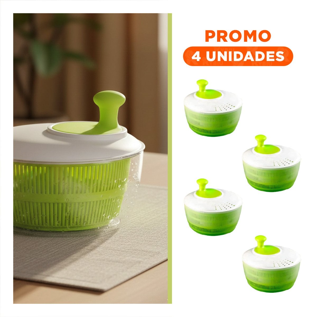 PACK4 CONTENEDOR GIRATORIO VERDE Y BLANCO COMODO Y RESISTENTE SECAR MEZCLAS - 1