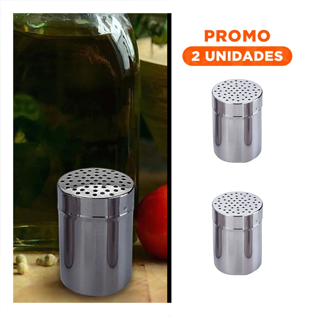 PACK2 RECIPIENTE COMPACTO PARA ENCIMERA FABRICADO EN METAL 6.5CMX6.5CMX9 CM Y+REGALO STICKER - 1