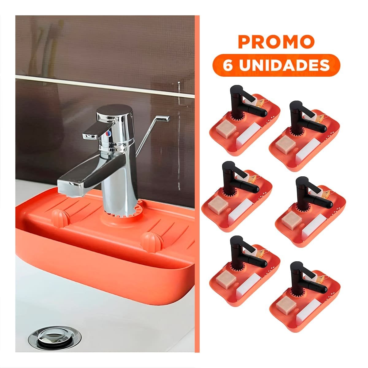 PACK6 BASE DE SILICONA PARA LAVADERO CON ACABADO ANARANJADO Y+REGALO STICKER - 1