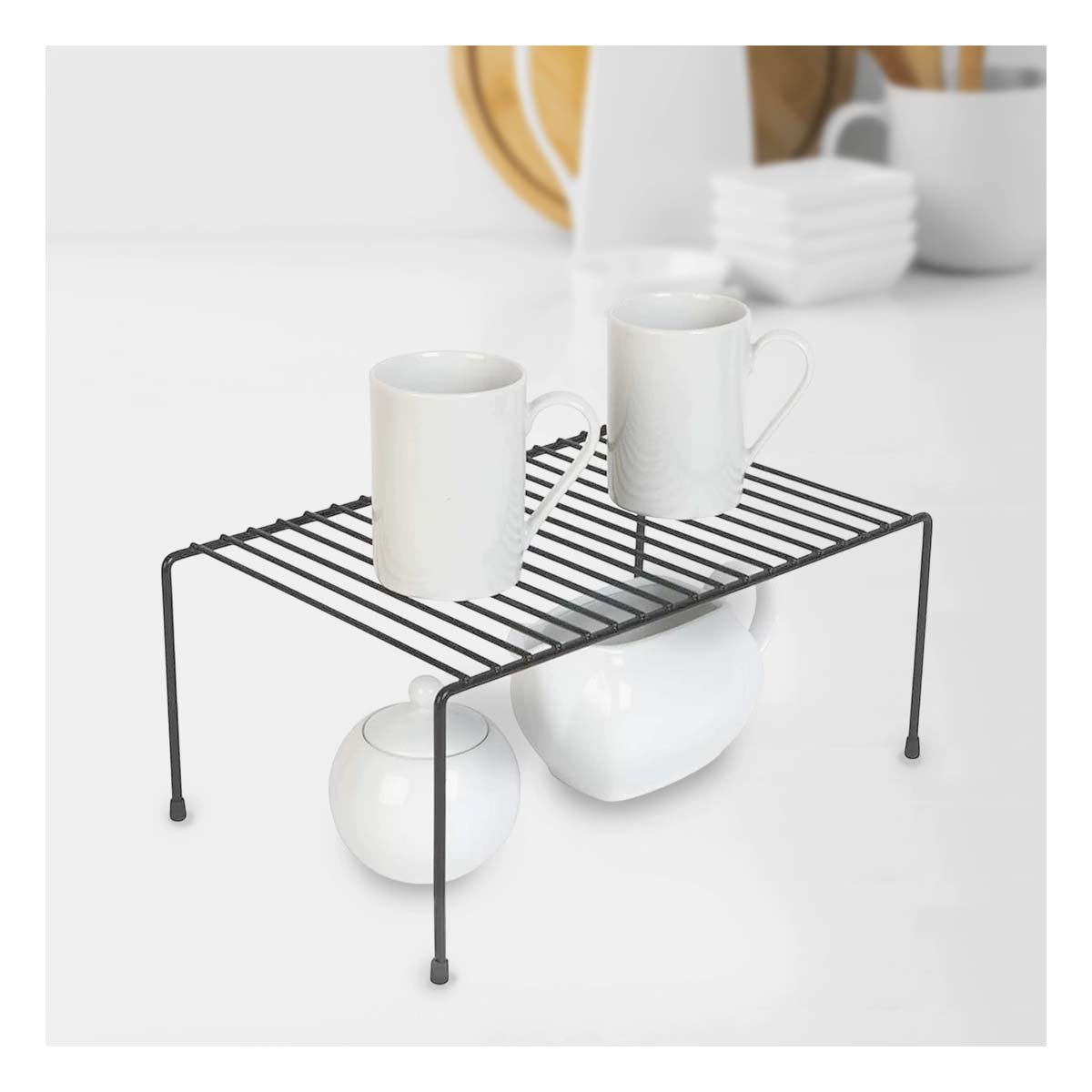 REJILLA SEPARADORA EXPANDIBLE NEGRO CON 4 PATAS DE METAL PARA GAVINETE DE COCINA - 3