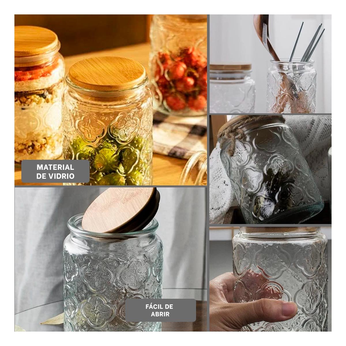 PACK2 BOTELLA DE VIDRIO CON TAPA PARA GUARDAR LIQUIDOS Y DULCES YPAPEL REGALO - 3
