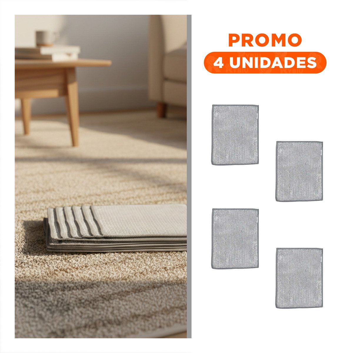 PACK4 FIBRAS COMPACTAS REUTILIZABLES PARA LIMPIEZA GENERAL 10 PZS 20X20CM PLOMO - 1