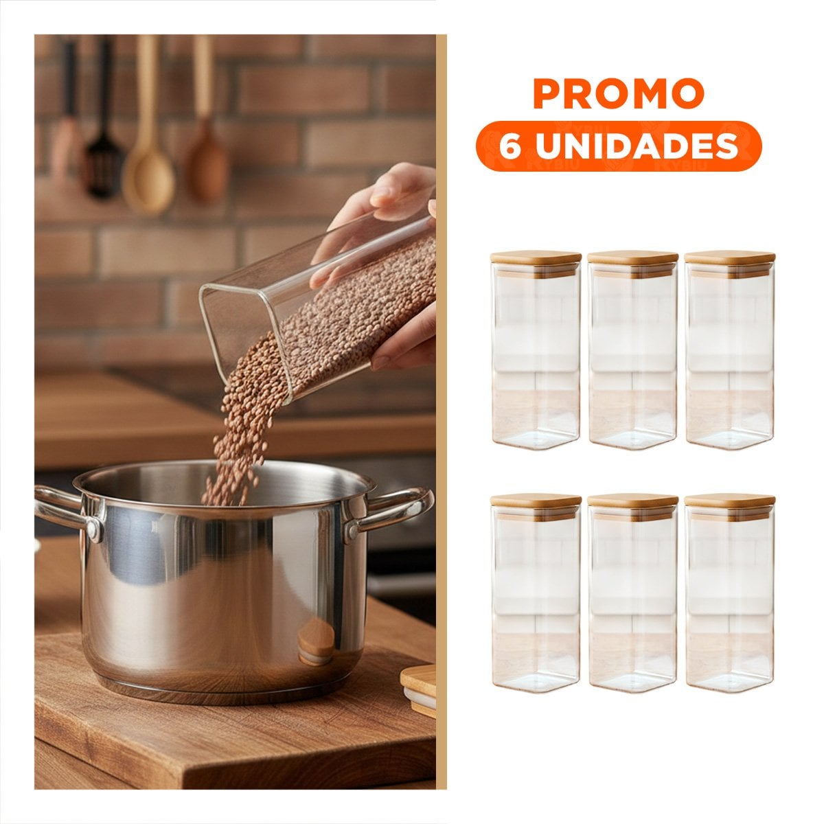 PACK6 BOTELLA DE ACRILICO MANTENER ALIMENTOS FRESCOS TRANSPARENTE 1900ML Y+REGALO STICKER - 1