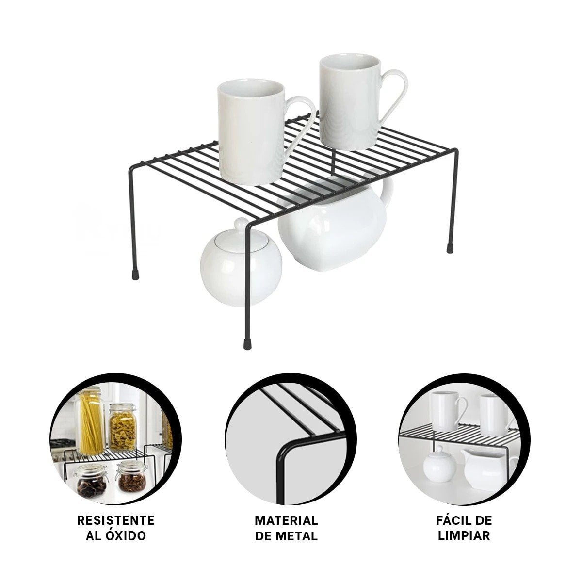 REJILLA DE ORGANIZACION NEGRO EN METAL CON SISTEMA EXPANDIBLE Y 4 PATAS FIRMES Y+PAPEL REGALO - 5