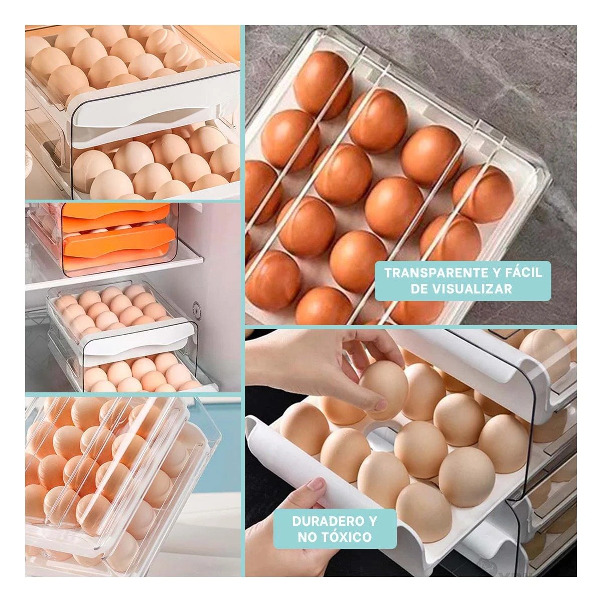PACK6 DISPENSADOR PARA HUEVOS EN DOBLE ACRILICO CON BASE ESTABLE EN COLOR BLANCO Y+PAPEL REGALO - 3