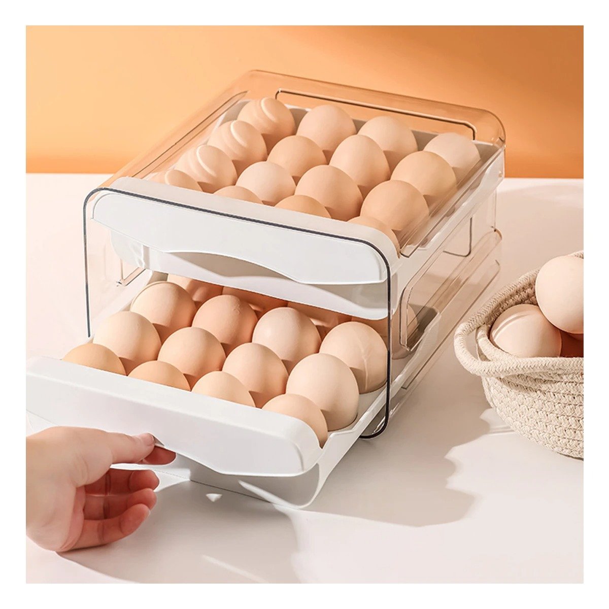 PACK6 DISPENSADOR PARA HUEVOS EN DOBLE ACRILICO CON BASE ESTABLE EN COLOR BLANCO Y+PAPEL REGALO - 5
