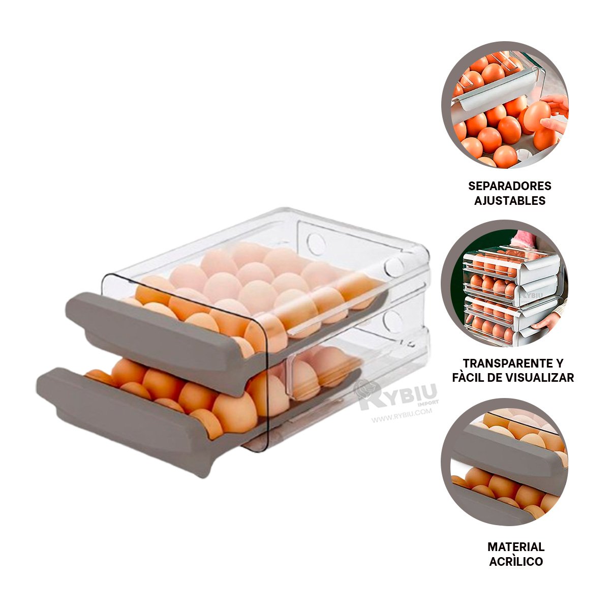 ORGANIZADOR COMPACTO PARA HUEVOS EN COLOR PLOMO FABRICADO EN DOBLE ACRILICO Y+POST IT - 5
