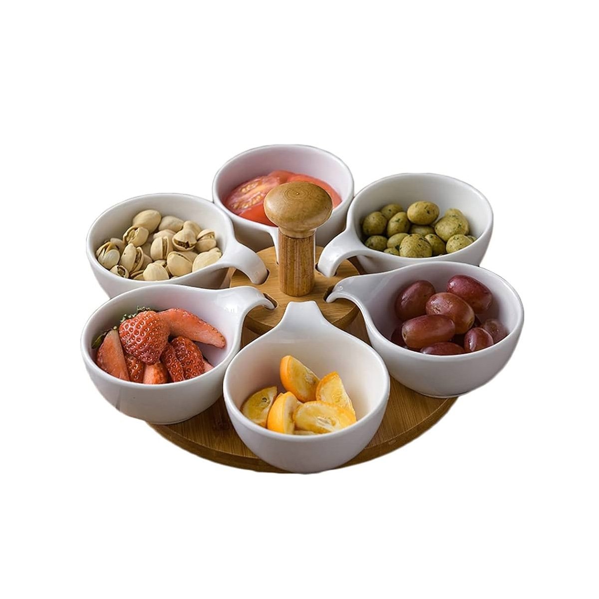 PACK4 PLATO GIRATORIO DE 6 BOWLS PARA USO DIARIO Y EVENTOS EN HOGAR YPAPEL REGALO - 3