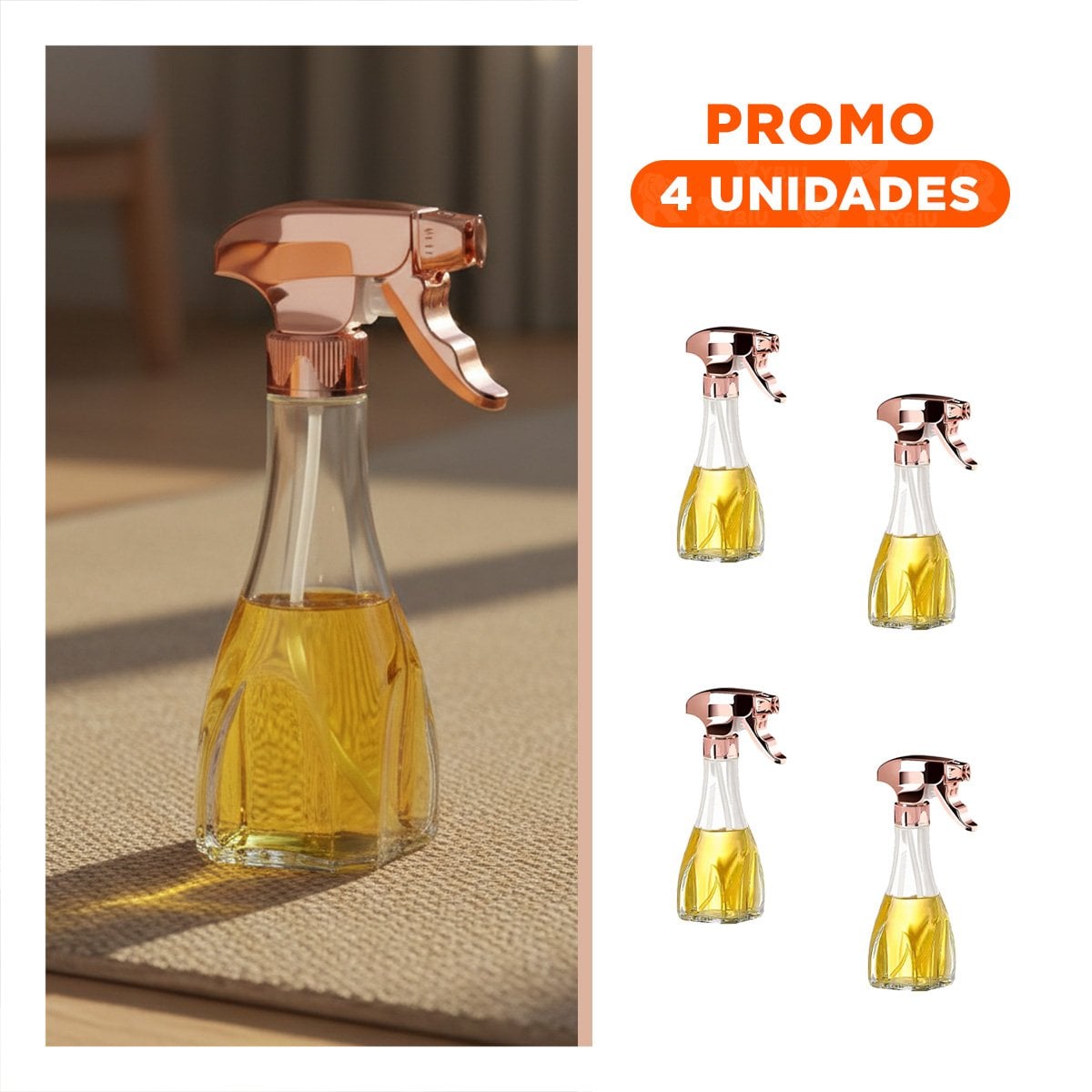 PACK4 BOTELLA PARA ACEITE SPRAY 240ML ORO ROSA COMODA Y FUNCIONAL DOSIFICAR ACEITE - 1