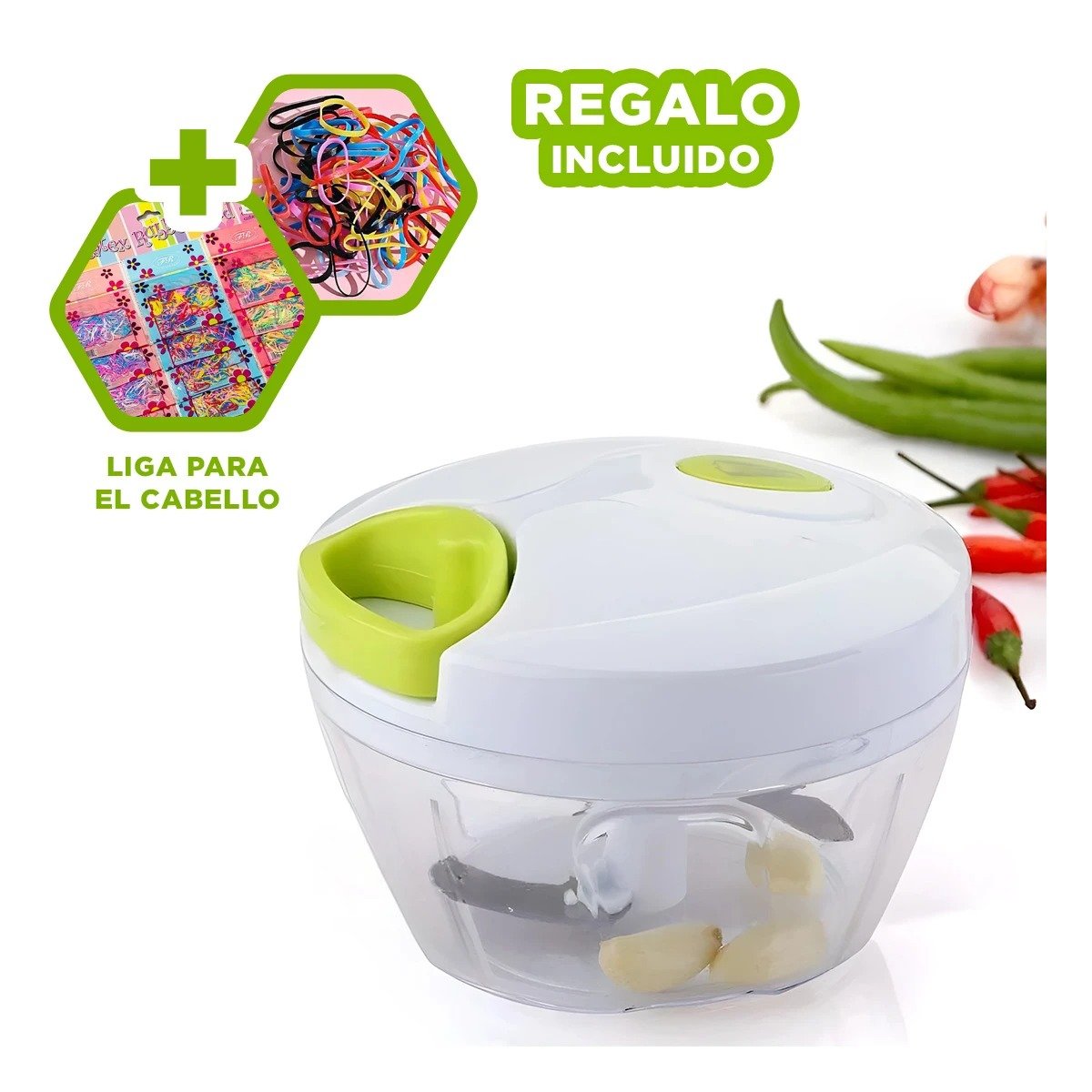 PICATODO COMPACTO DE ACRILICO TRANSPARENTE CON PITA MANUAL Y TAPA BLANCA Y+LIGAS REGALO - 2