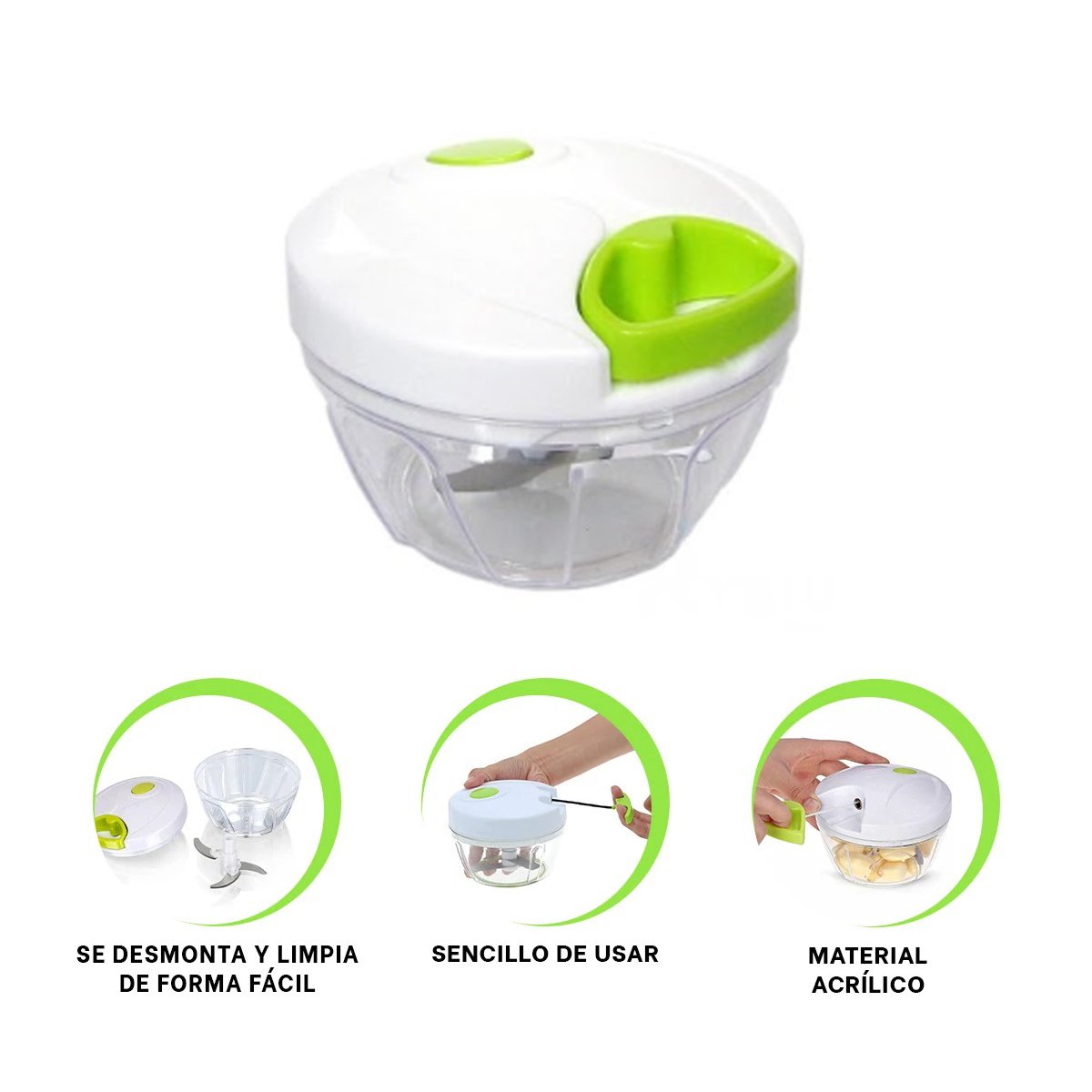 PICATODO COMPACTO DE ACRILICO TRANSPARENTE CON PITA MANUAL Y TAPA BLANCA Y+LIGAS REGALO - 5