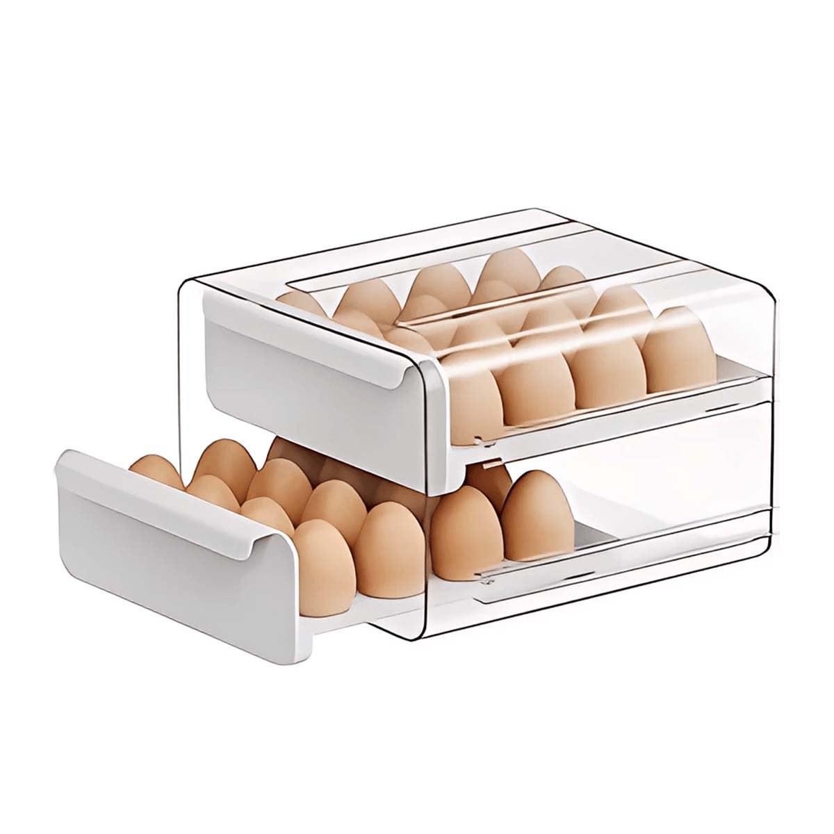 PACK6 DISPENSADOR DE REFRIGERADOR CON DOBLE ACRILICO PARA HUEVOS COLOR BLANCO Y+REGALO STICKER - 2