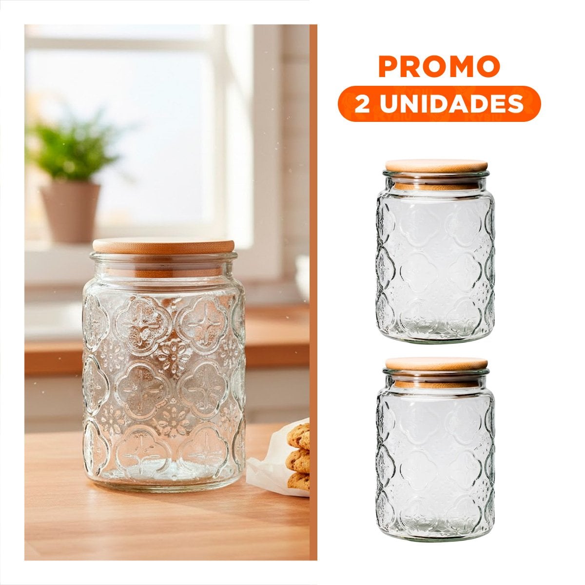 PACK2 BOTELLA DE VIDRIO CON TAPA Y FLORES PARA USOS DECORATIVOS EN HOGAR YREGALO STICKER - 1