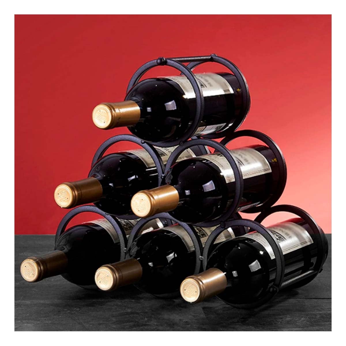 ESTANTE MODERNO PARA 6 BOTELLAS Y VINOS NEGRO Y+POST IT - 1