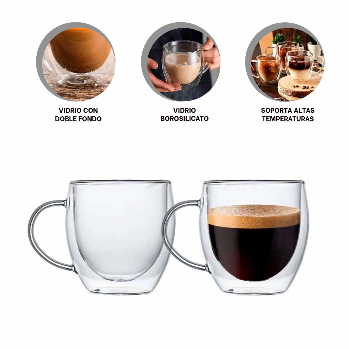 TAZA DE 250ML EN VIDRIO COLOR TRANSPARENTE BASE FIRME DE DIMENSIONES 9X5X5CM Y+PAPEL REGALO - 5