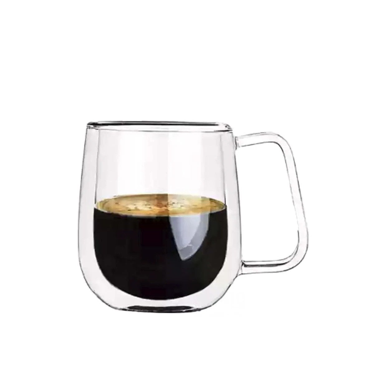 TAZA TRANSPARENTE 100 ML ESPRESSO DOBLE CAPA DE ASA CUADRADA Y+REGALO STICKER - 1