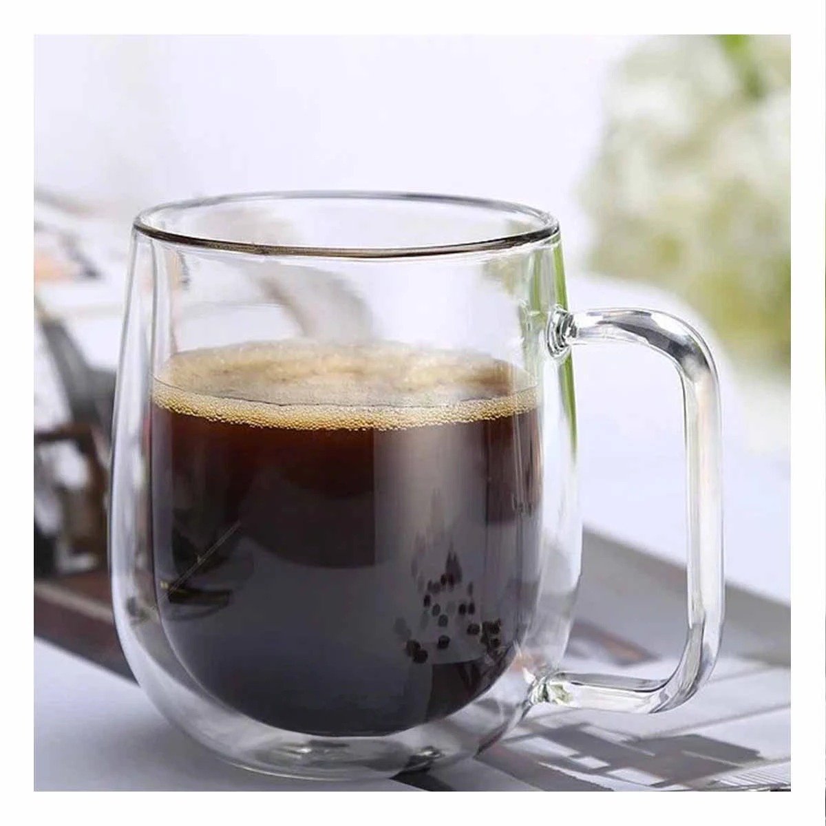 TAZA TRANSPARENTE 100 ML ESPRESSO DOBLE CAPA DE ASA CUADRADA Y+REGALO STICKER - 3