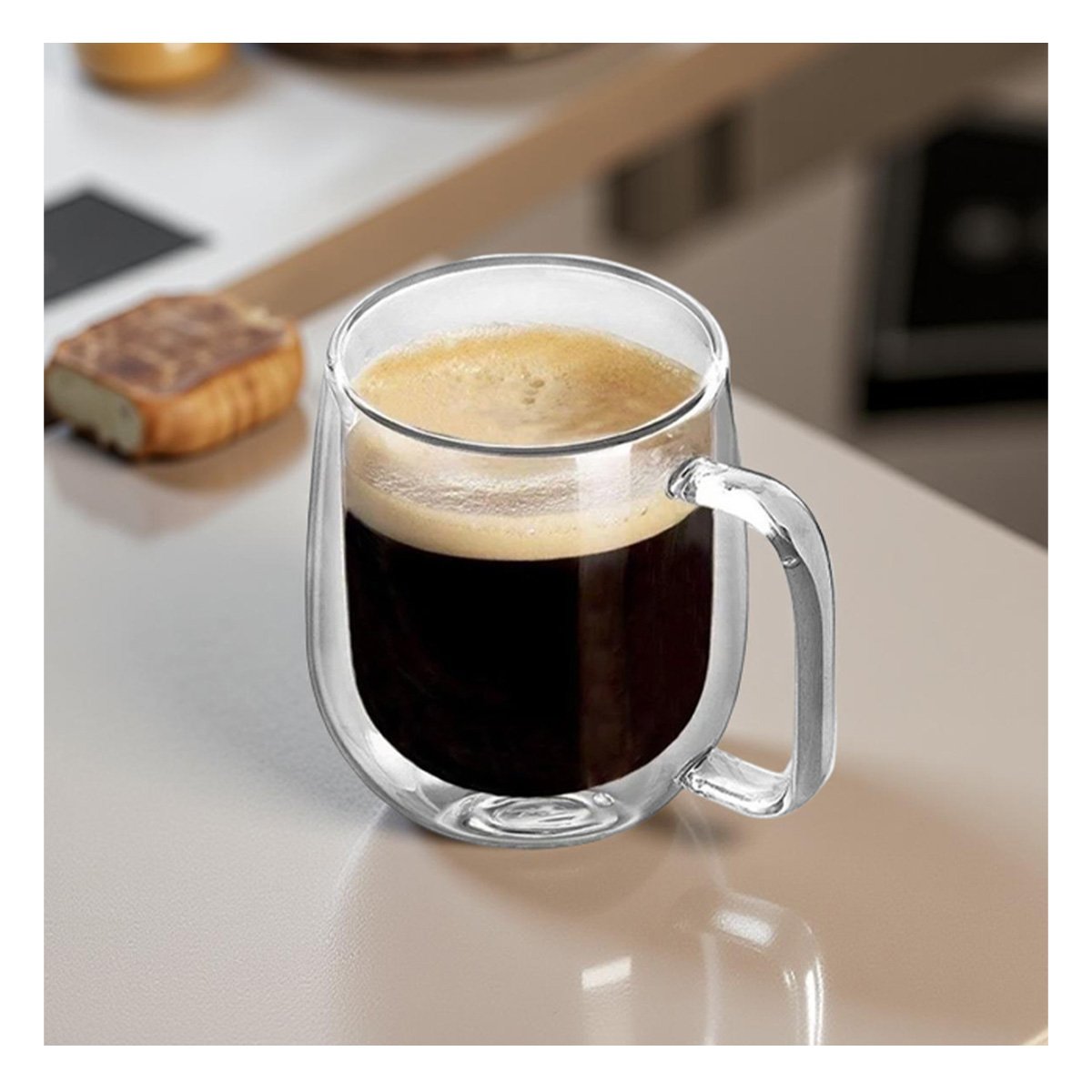 TAZA TRANSPARENTE 100 ML ESPRESSO DOBLE CAPA DE ASA CUADRADA Y+REGALO STICKER - 5