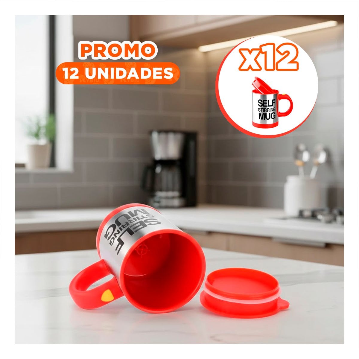 PACK12 LICUADORA PARA JUGOS 400 ML CON 2 PILAS AAA PARA COCINA ROJO Y+REGALO STICKER - 1