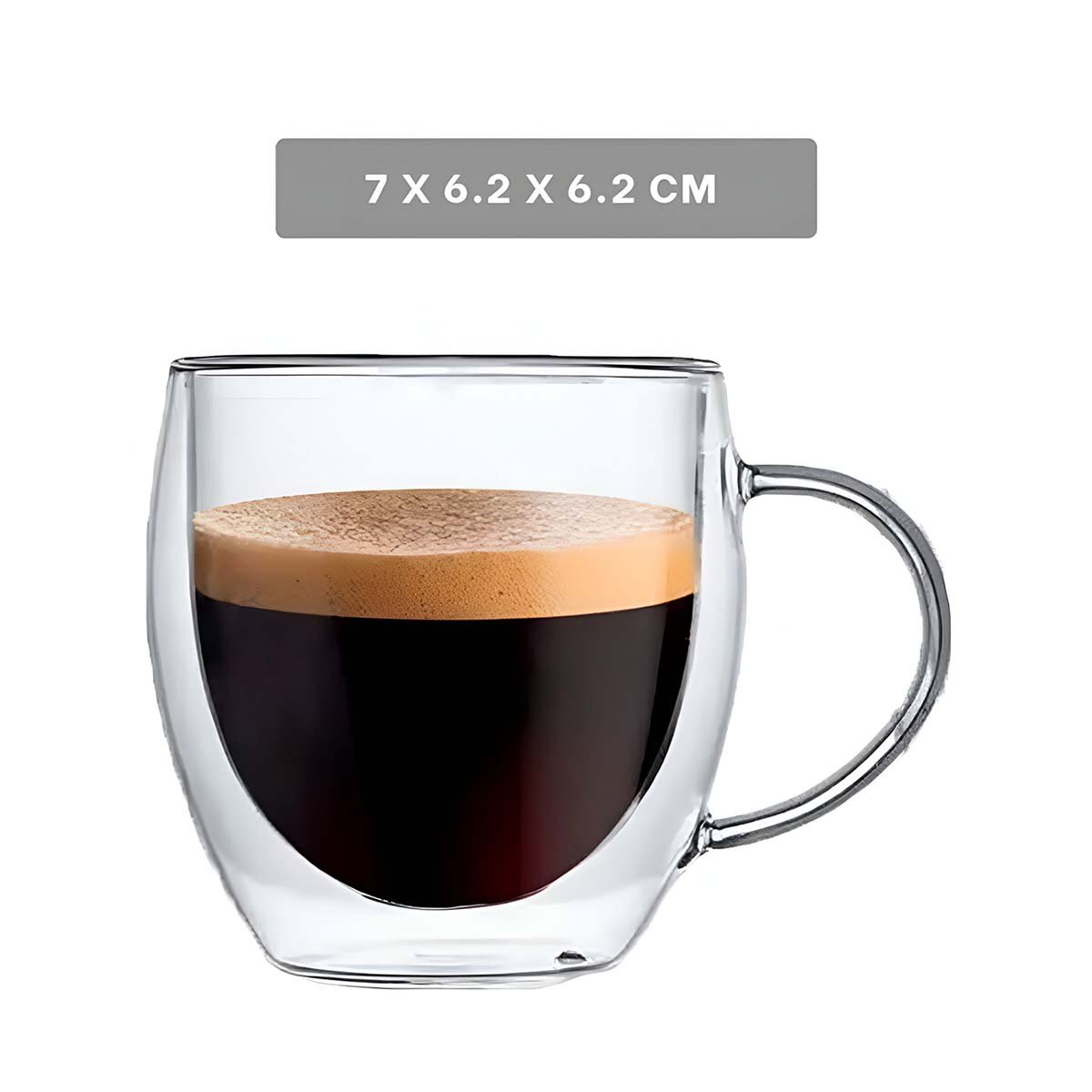 PACK2 COPA ESPRESSO 100 ML DE DOBLE CAPA TRANSPARENTE CON ASA CIRCULAR - 4