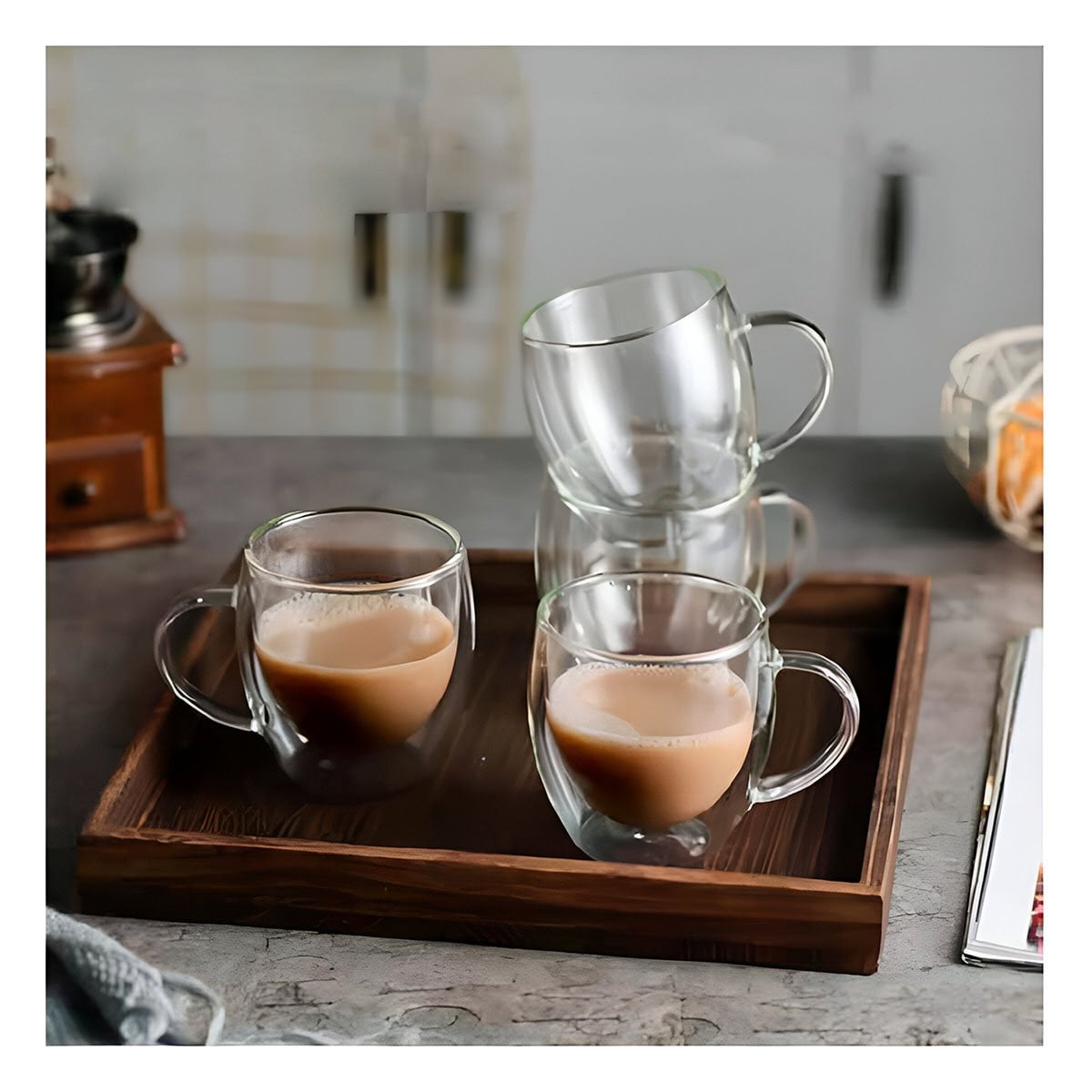 TAZA TRANSPARENTE 100 ML ESPRESSO DOBLE CAPA DE ASA CIRCULAR Y+REGALO STICKER - 2
