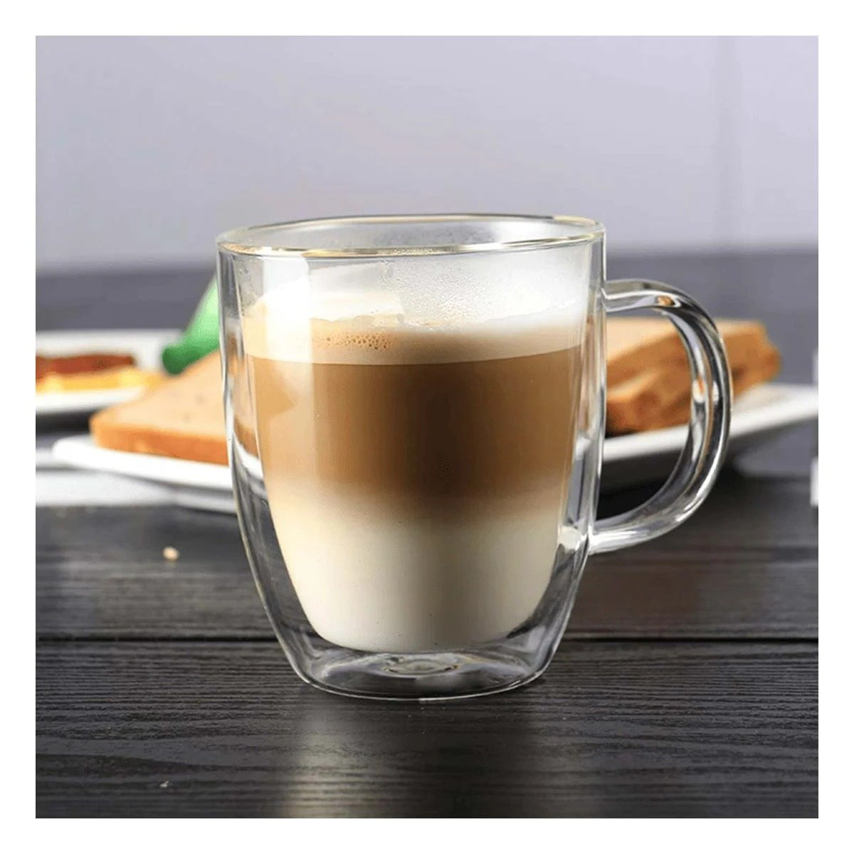PACK2 VASO 300 MILILITROS DE VIDRIO TRANSPARENTE CON DOBLE CAPA Y+REGALO STICKER - 3