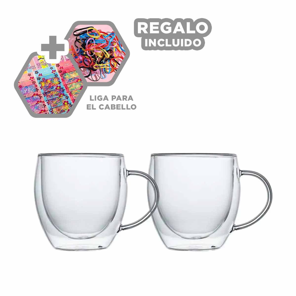 TAZA CON ASA CIRCULAR ESPRESSO 100 ML DOBLE CAPA TRANSPARENTE Y+LIGAS REGALO - 2