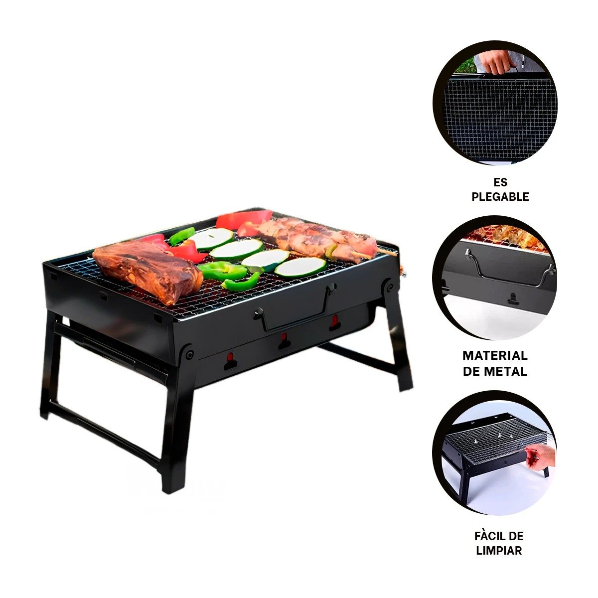 PARRILLA DOMESTICA EN COLOR DE METAL A CARBON PORTATIL FUNCIONAL Y+POST IT - 5