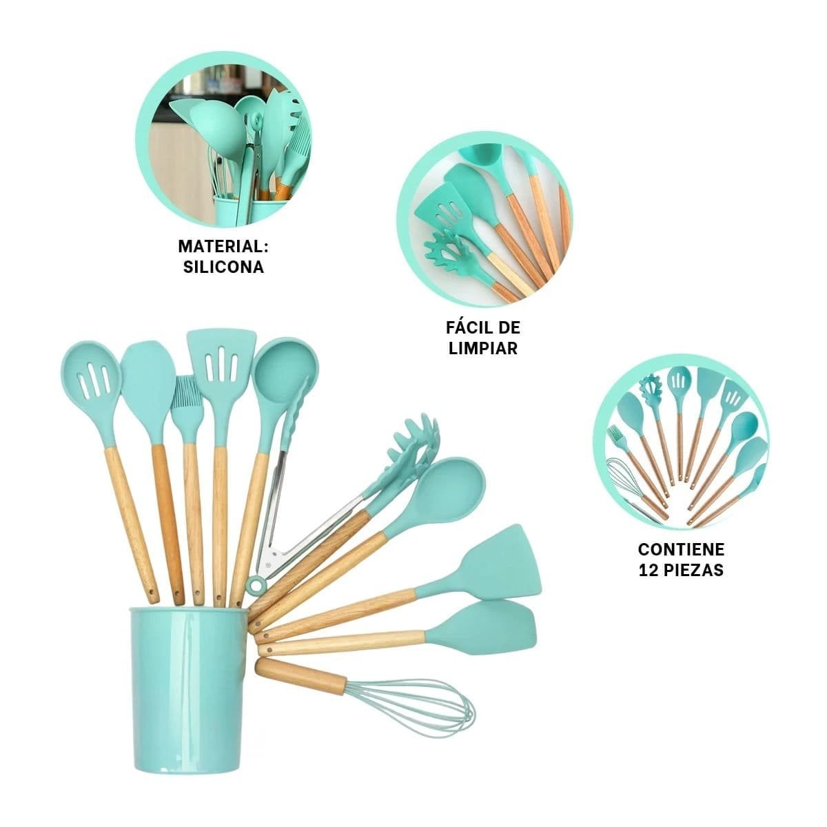 SET ORGANIZADOR DE 12 PIEZAS EN SILICONA COLOR VERDE PARA ESPACIOS PRACTICOS Y+POST IT - 5