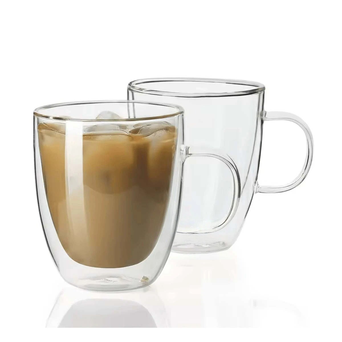TAZA DOBLE CAPA 300 MILILITROS CON VIDRIO TRANSPARENTE TOQUE DECORATIVO Y+LIGAS REGALO - 5