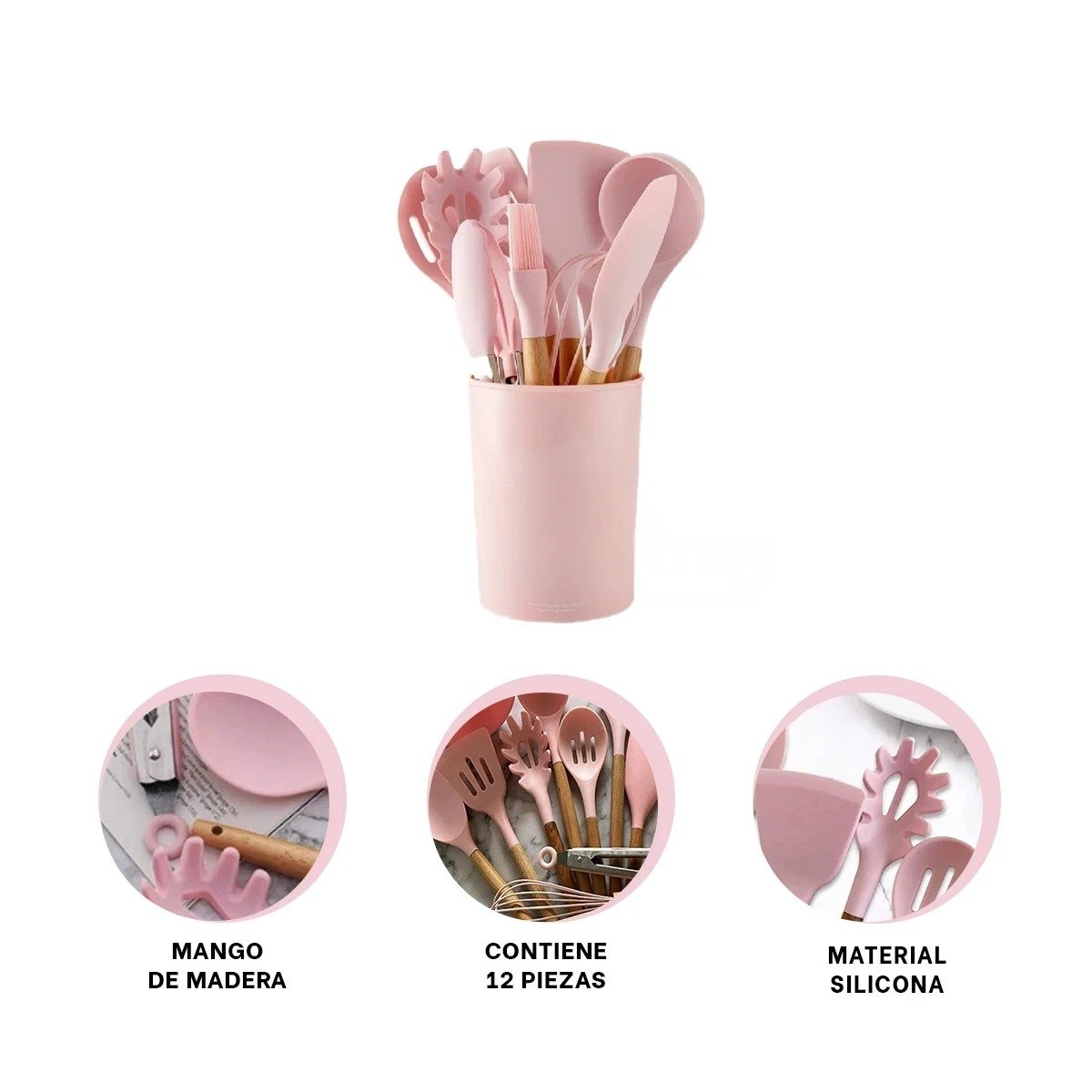 SET ORGANIZADOR DE 12 PIEZAS EN SILICONA COLOR ROSADO PARA ESPACIOS PRACTICOS Y+POST IT - 5