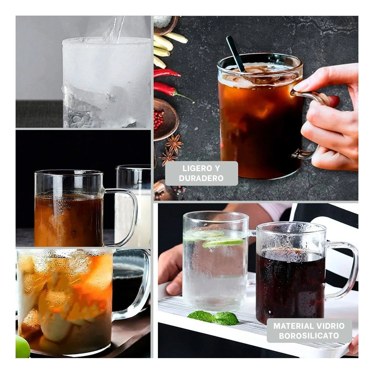 TAZA CON ESTILO SOFISTICADO EN COLOR TRANSPARENTE CAPACIDAD 400 MILILITROS Y+LIGAS REGALO - 1