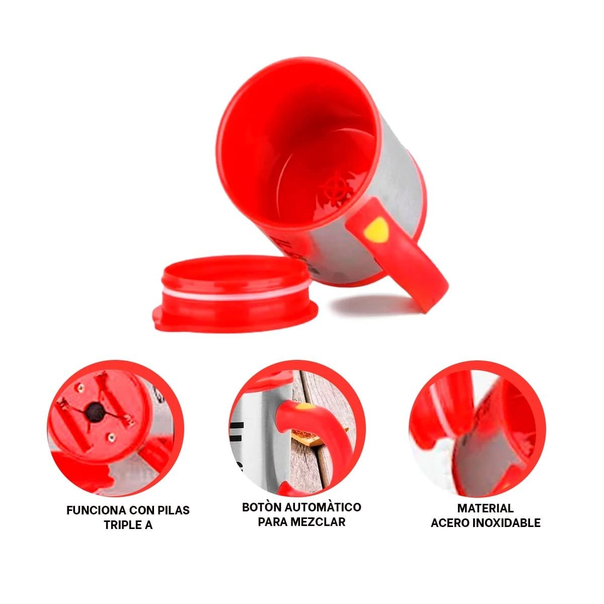 LICUADORA PORTATIL 400 ML CON 2 PILAS AAA PARA JUGOS Y SMOOTHIES ROJO Y+REGALO STICKER - 2