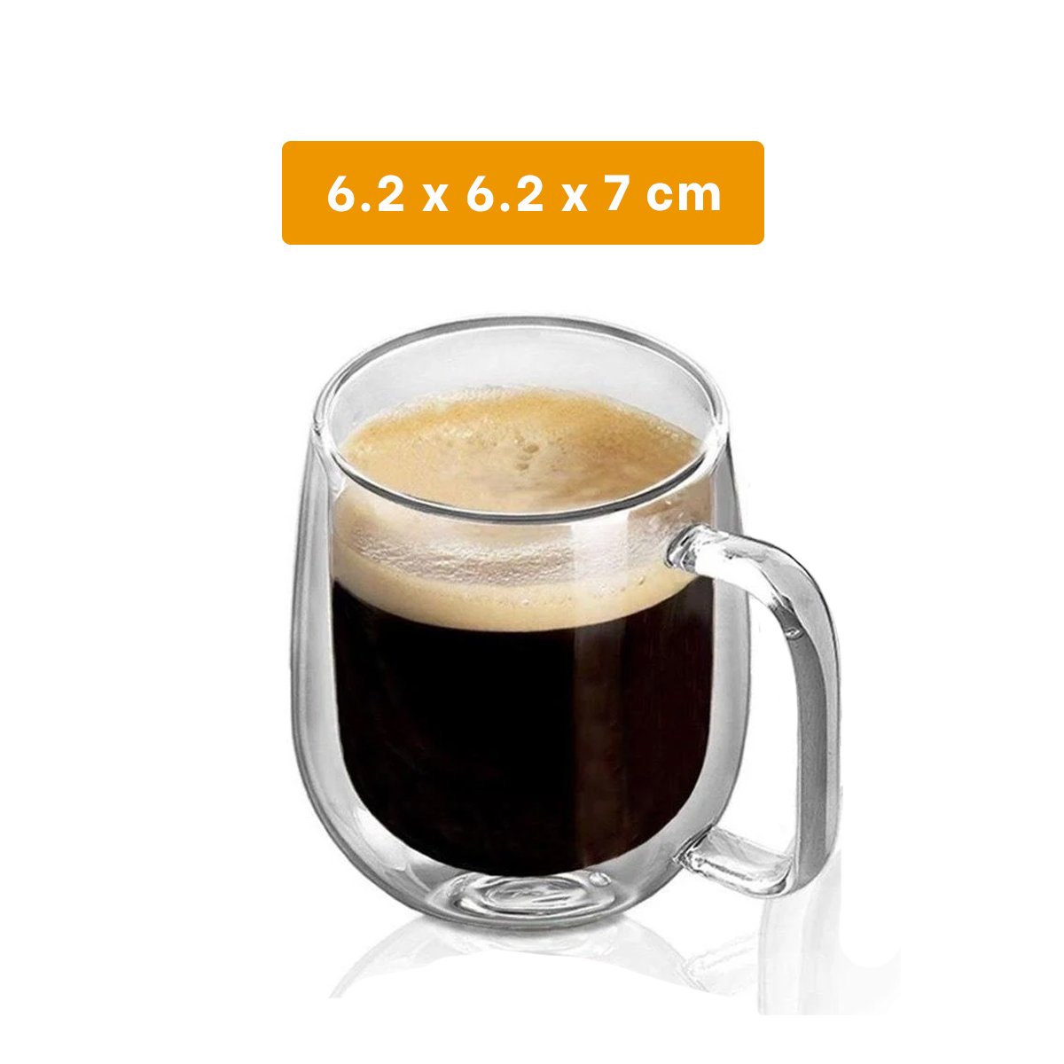 PACK4 COPA DE COLOR TRANSPARENTE 100 ML ESPRESSO DOBLE CAPA ASA CUADRADA - 4